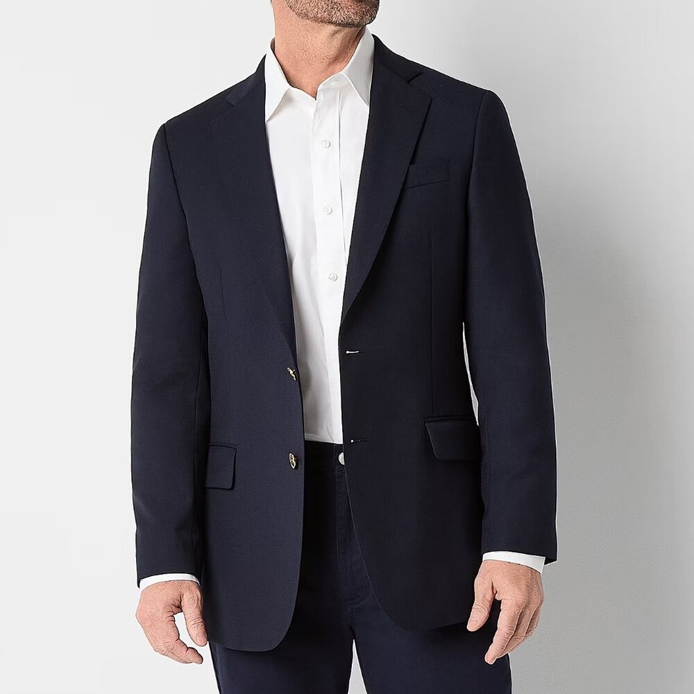 Stafford Classic Fit 50R 2 Button Wool Sport Coat Blazer Gold Buttons